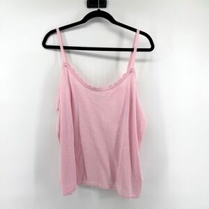 J.Crew Camisole Scalloped Trim 2X Pink Womens Plus Size Knit Tank Top NEW